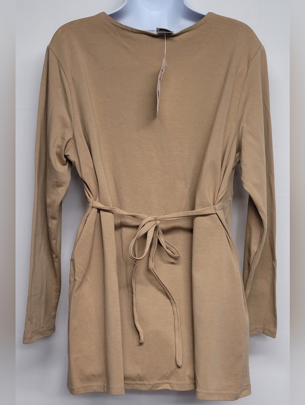 Take Nine XL Maternity Cotton Blend Criss Cross V Neck Tie Back Long Sleeve - Picture 2 of 7